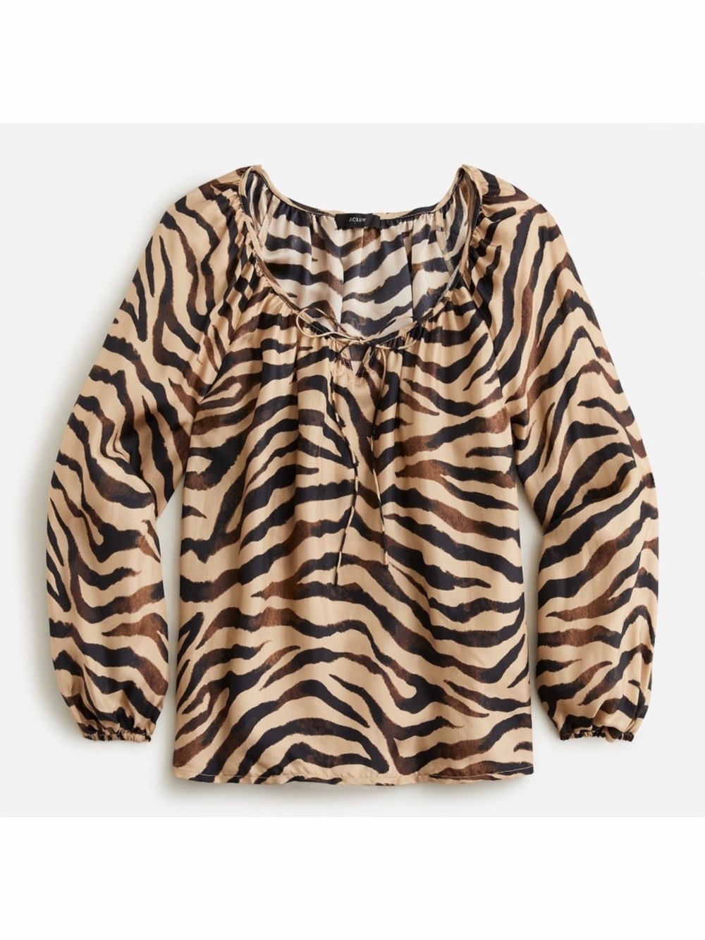J.Crew Drapey Tie Front Zebra Stripe Top Blouse Size S Cupro Viscose